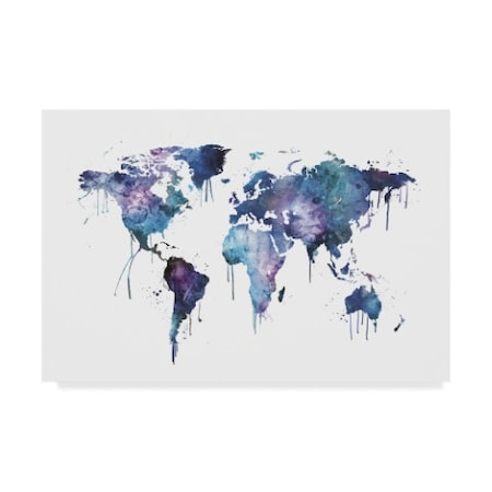Michael Tompsett 'Watercolor Map Of The World Map' Canvas Art,30x47